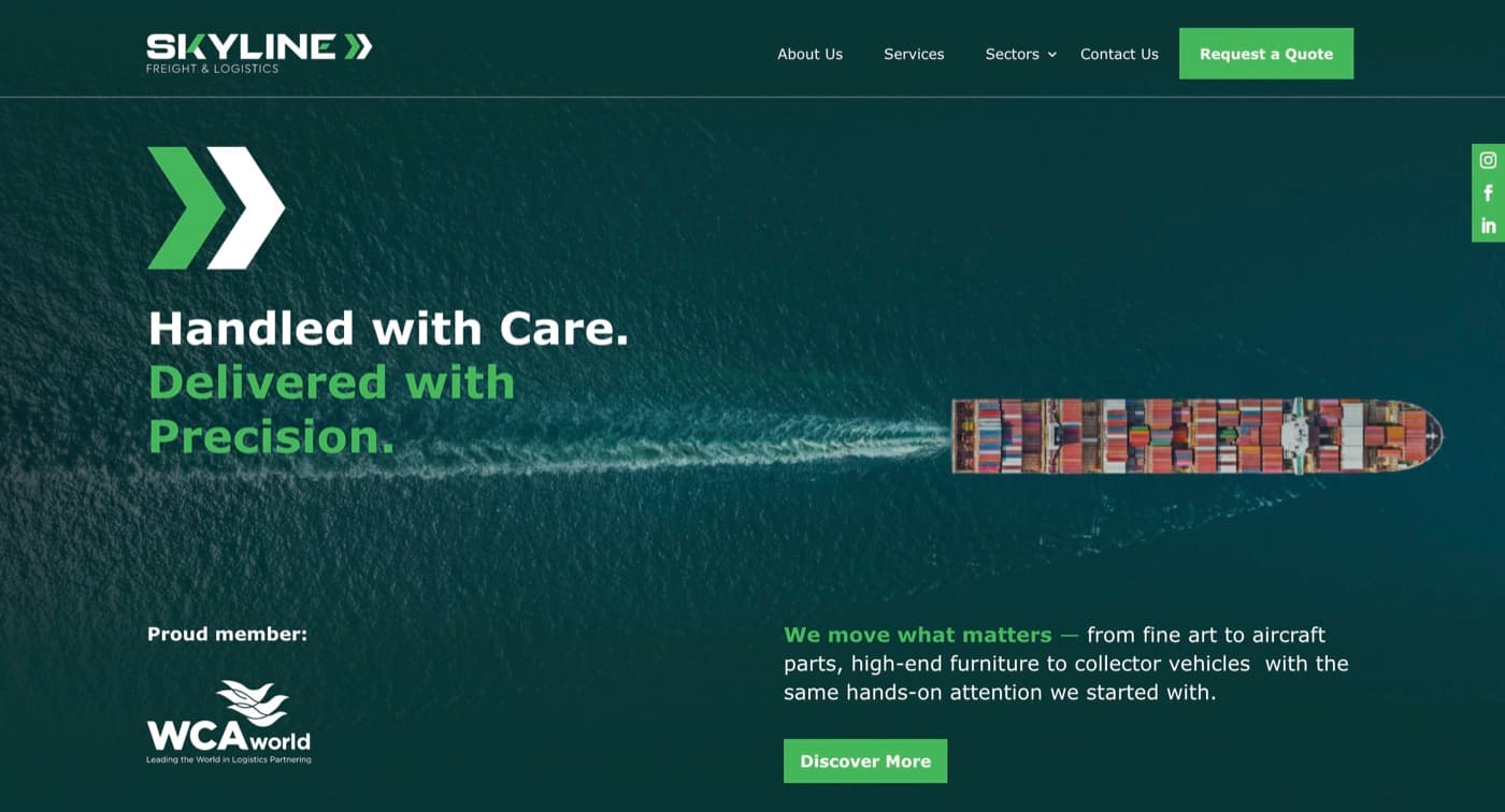 Skyline Freight and Logistics website preview